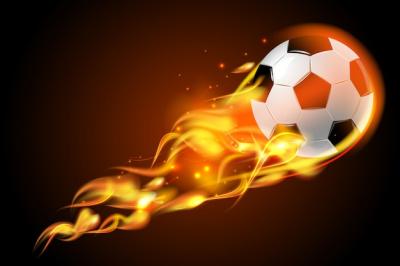 Soccer Ball Fire on Black Background | Free Download