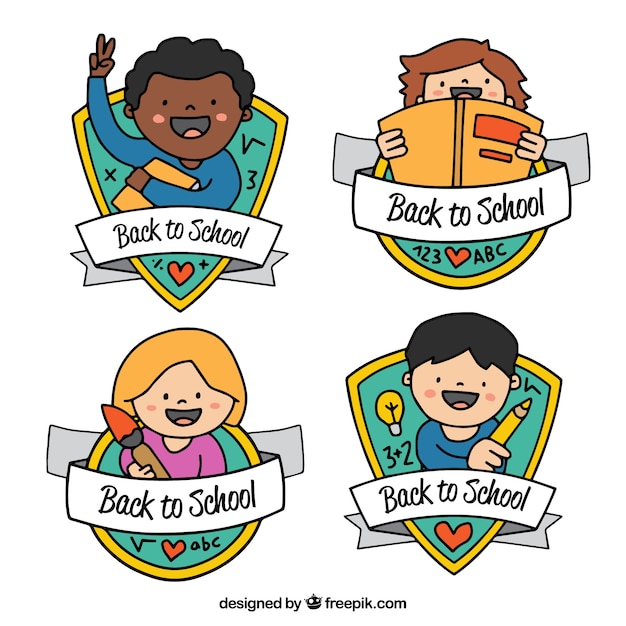 Hand Drawn Back to School Label Collection – Free Download