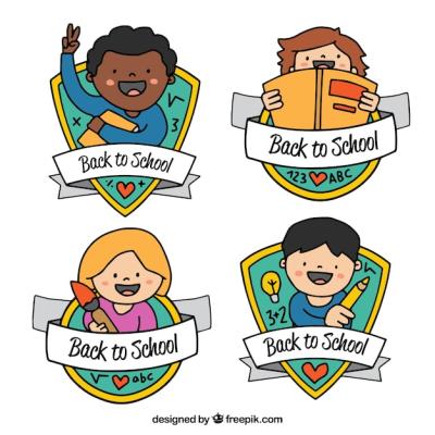 Hand Drawn Back to School Label Collection – Free Download