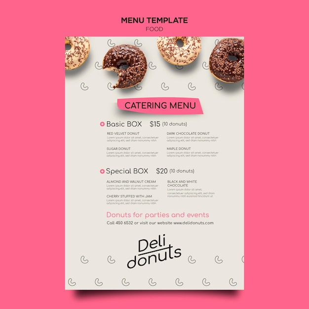 Delicious Donuts Menu Template – Download Free Stock Photo