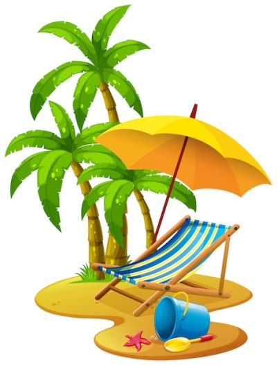 Beach Scene with Chair and Umbrella – Free Download