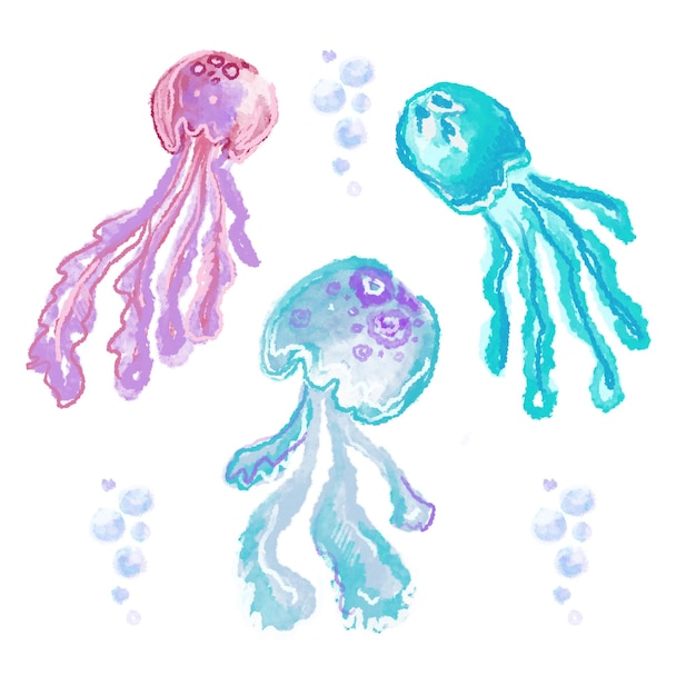 Watercolor Painting of Jellyfish – Free Stock Photo for Download