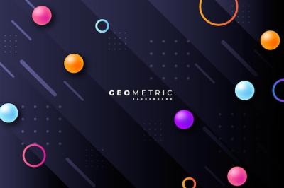 Gradient Geometric Shapes on Dark Background – Free Download