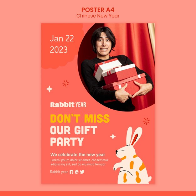 Hand Drawn New Year Celebration Poster Template – Free Download