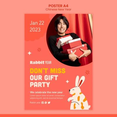 Hand Drawn New Year Celebration Poster Template – Free Download