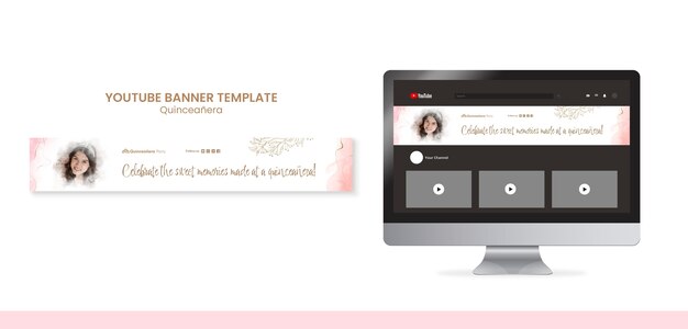 Hand Drawn Quinceanera Party YouTube Banner – Free Download
