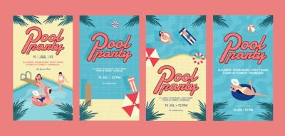 Hand Drawn Pool Party Template Design – Download Free Stock Photo