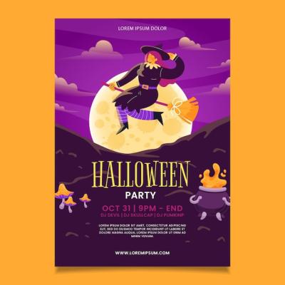 Hand Drawn Vertical Halloween Party Flyer Template – Free to Download