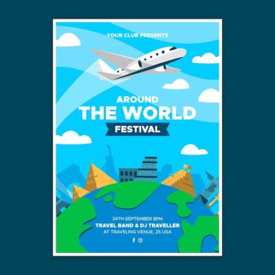 Around the World Festival Poster Template – Free Download