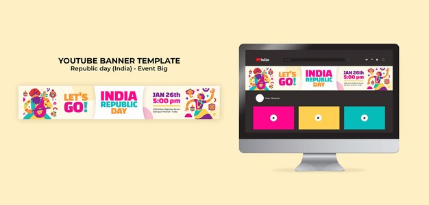 Republic Day YouTube Banner Template for India – Free Download
