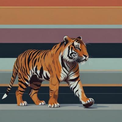 Brightly Colored Abstract Tiger Walking – Free Download