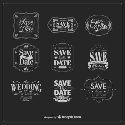 Vintage Wedding Labels in Black and White – Free Download