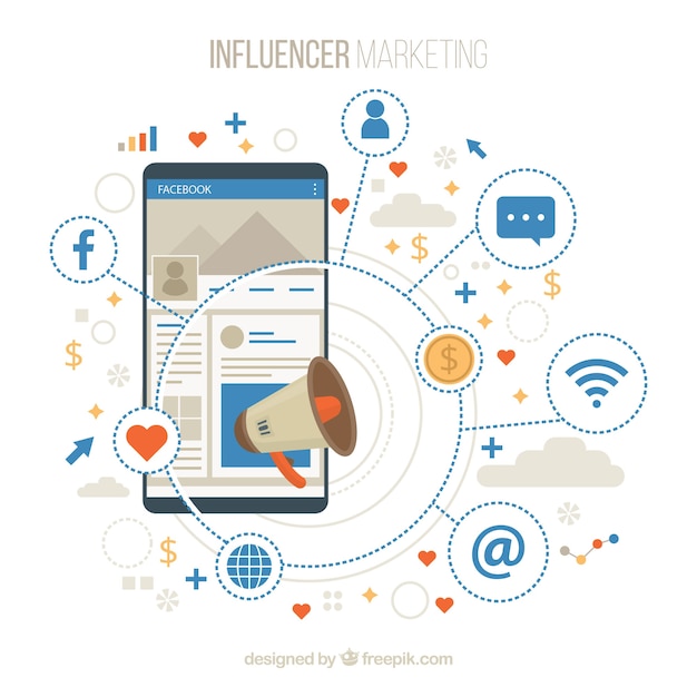 Facebook Influencer Background featuring Devices and Emoticons – Free Download