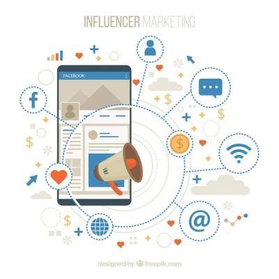 Facebook Influencer Background featuring Devices and Emoticons – Free Download