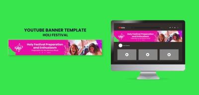 Holi Festival Celebration YouTube Banner Template for Free Download