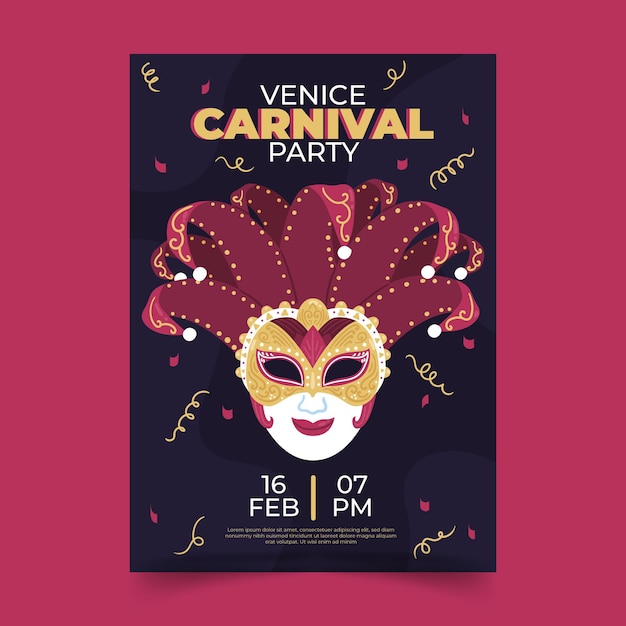 Hand Drawn Venetian Carnival Poster Template – Download Free Stock Photo