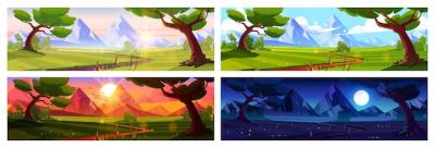 Cartoon Nature Landscape Daytime Backgrounds – Free Download