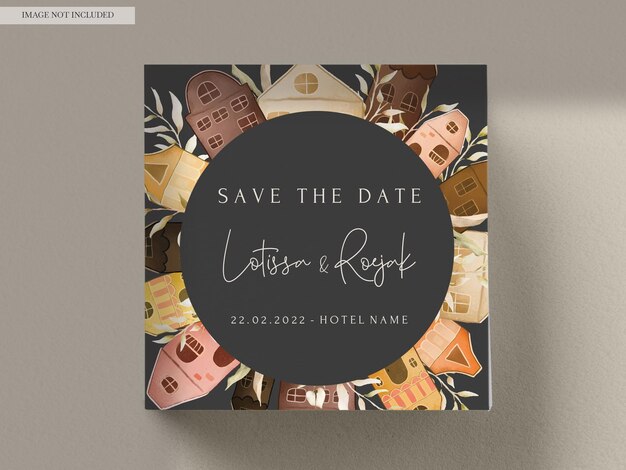 Hand Drawn Vintage House Invitation Card Template – Free Download