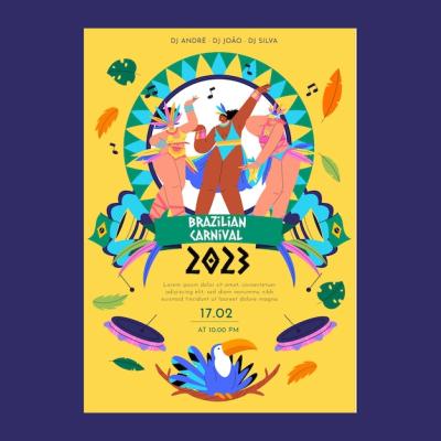 Brazilian Carnival Flat Gradient Vertical Poster Template – Free Download