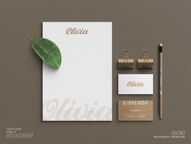 Minimal Stationery Set Mockup Scene Creator with Pressed Print Effect – Free Download
