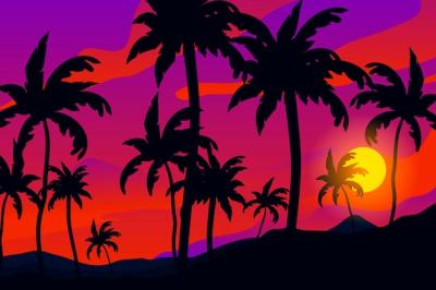 Colorful Palm Silhouettes Background – Free to Download Stock Photo