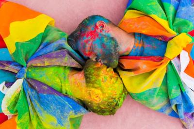 Cute Homosexual Sweethearts Kissing Covered in Paint – Free Stock Photo, Download for Free