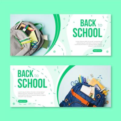 Flat Back to School Horizontal Banners Set – Free Stock Photo, Download for Free