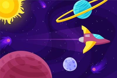 Rocket Against a Gradient Galaxy Background – Free Download