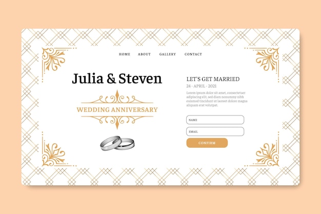 Beautiful Wedding Anniversary Landing Page – Free Download