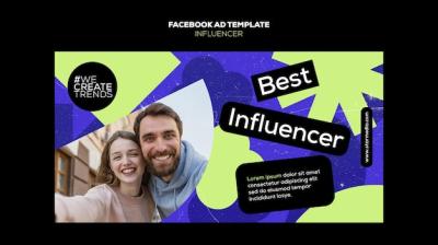 Facebook Template for Flat Design Influencer Jobs – Free Download