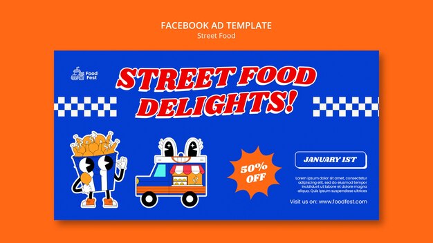 Delicious Food Facebook Template in Flat Design – Free Download