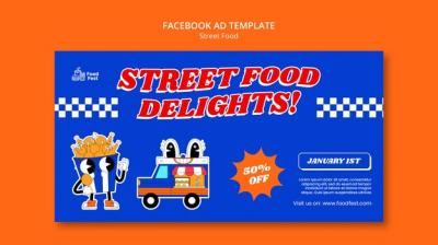 Delicious Food Facebook Template in Flat Design – Free Download