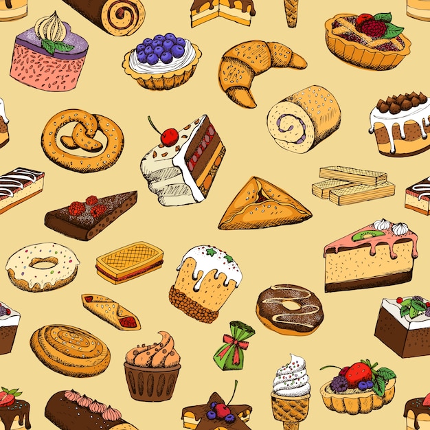 Seamless Sweet Pastries – Free Download for Delicious Vector Templates