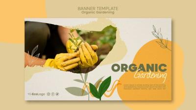 Organic Gardening Horizontal Banner Template – Free Download