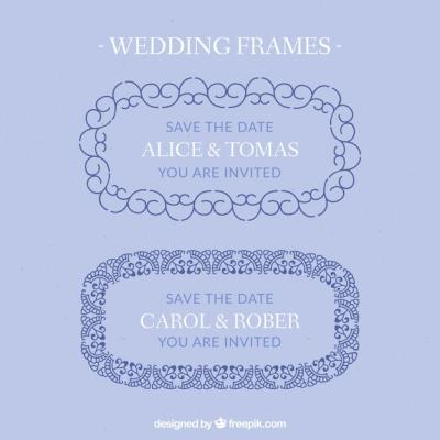 Hand Drawn Decorative Wedding Frames – Free Download