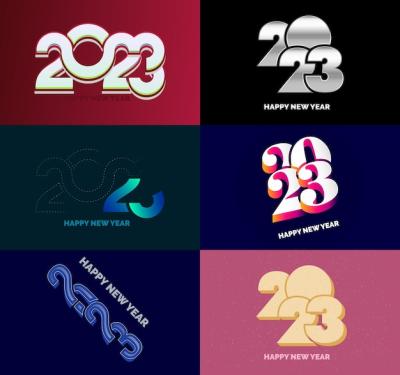 2023 Happy New Year Symbols – Vector Illustration for Business Diary Cover | Free Download
