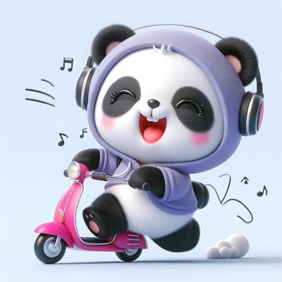 A Panda Bear on a Scooter with Headphones – Free Stock Photo for Download
