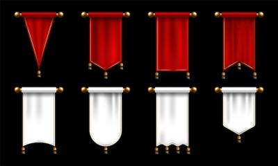 Red Pennant Flags Mockup Vector Illustration – Free Download