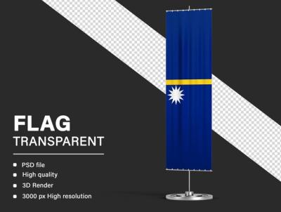3D Nauru Flag Isolated on Transparent Background – Free Download