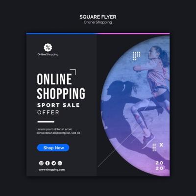Square Flyer Template for Online Athleisure Shopping – Free to Download