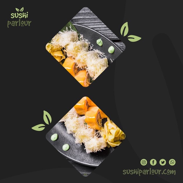 Square Post Template for Japanese Restaurant – Free Download