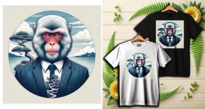 Bonsai Sentinel Macaque T-Shirt Design Art for Boys and Girls – Free Download