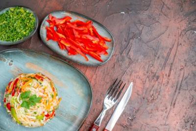 Vegetable Salad with Greens and Sliced Bell Peppers – Free Stock Photo for Download