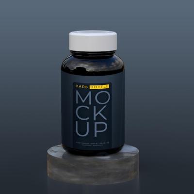 Dark Supplement or Pill Bottle Label Mockup – Free Download