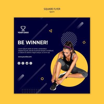 Sport Square Flyer Template Featuring a Woman – Free Download