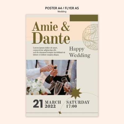 Flat Design Wedding Celebration Poster Template – Free Download