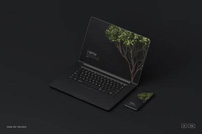 MacBook Pro and iPhone Mockup Perspective View – Free Download