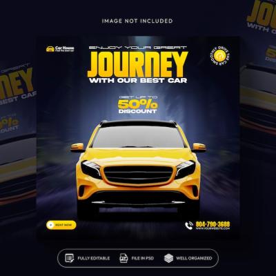 Car Rent and Sale Automotive Social Media Banner or Instagram Post Template – Free Download