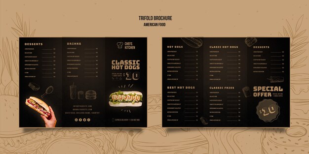 Classic American Hot Dogs Trifold Brochure – Free Download