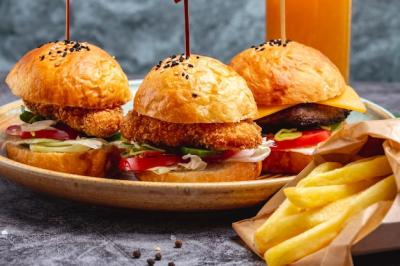 Mini Burgers and French Fries in Paper Box – Free Stock Photo, Download Free